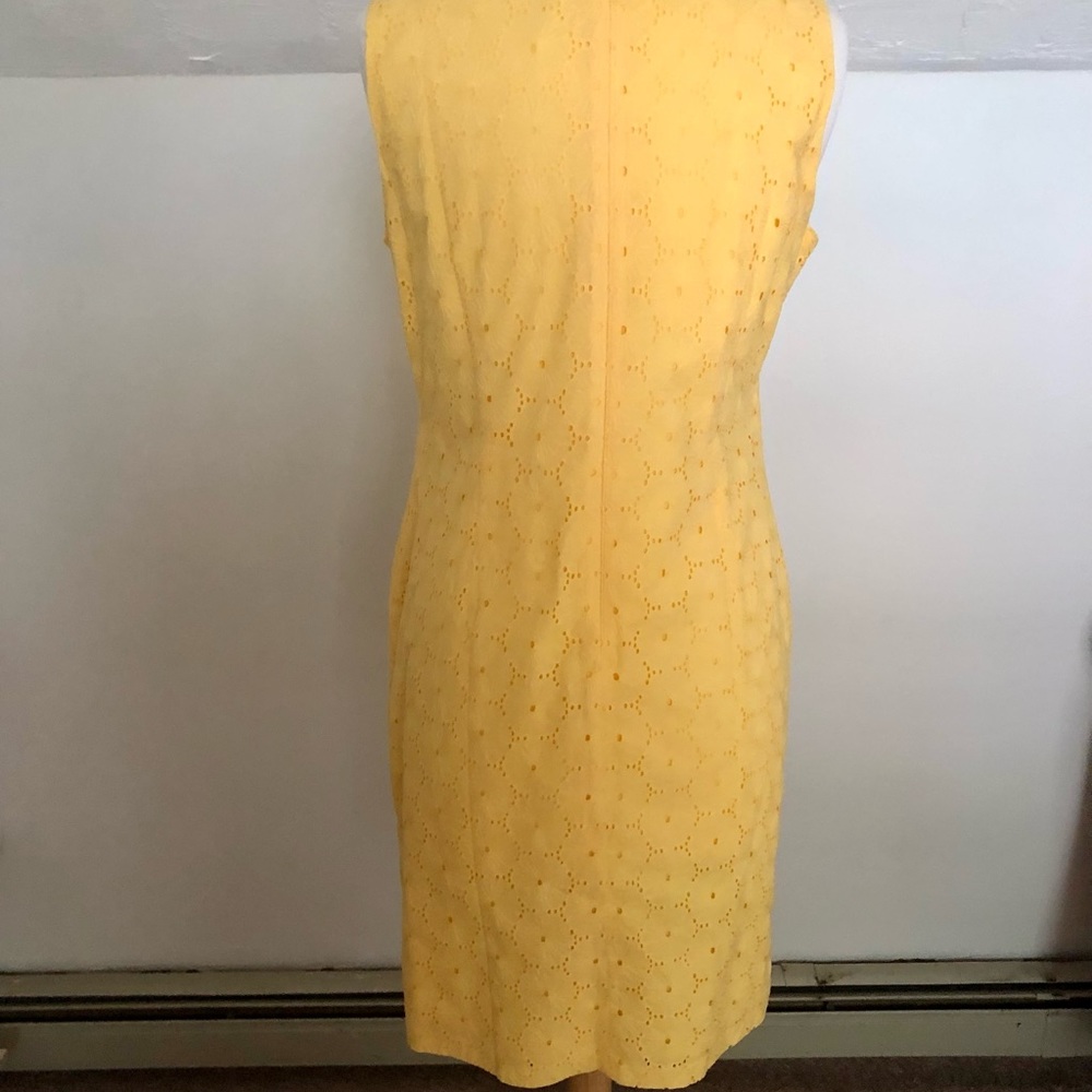 Fun Yellow Spring/Summer Dress - Talbots 14p - Lined with Embroidery Detail - Picture 5 of 8
